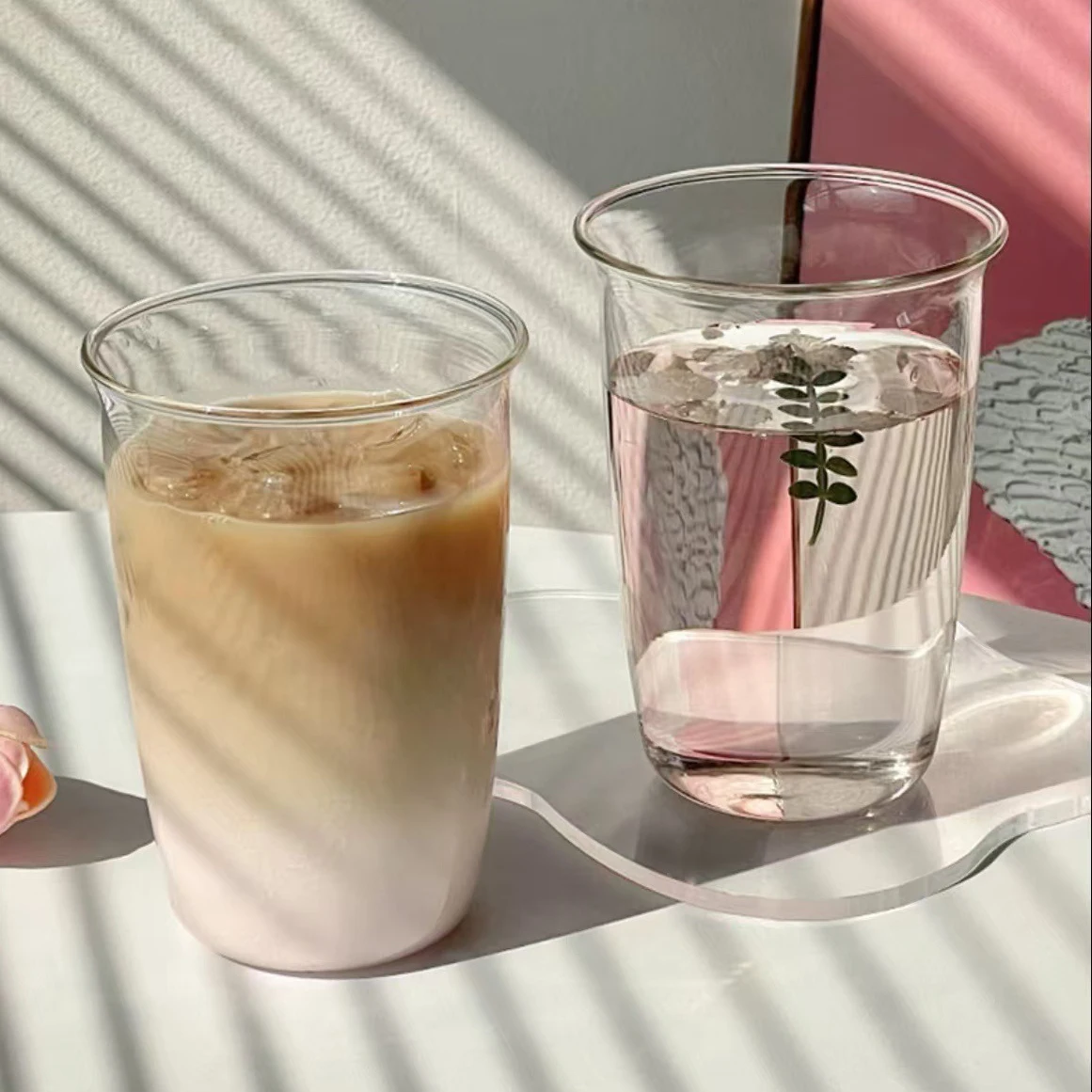 420ml Transparent Glass Coffee Mug High Borosilicate Heat-resistant Latte Glass Cup Beer Milk Water Cocktail Drinking Mugs