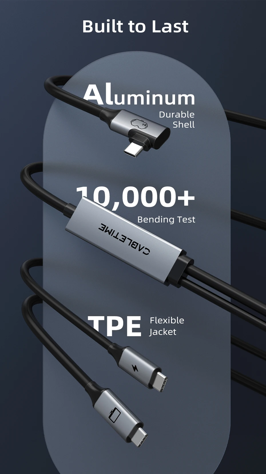 CABLETIME VR-Link-Kabel 16FT mit 18W Ladefunktion – Kompatibel mit Meta Quest 3S/3/2/Pro, Oculus Quest, Pico 4, PC VR, Steam VR – Detail 10