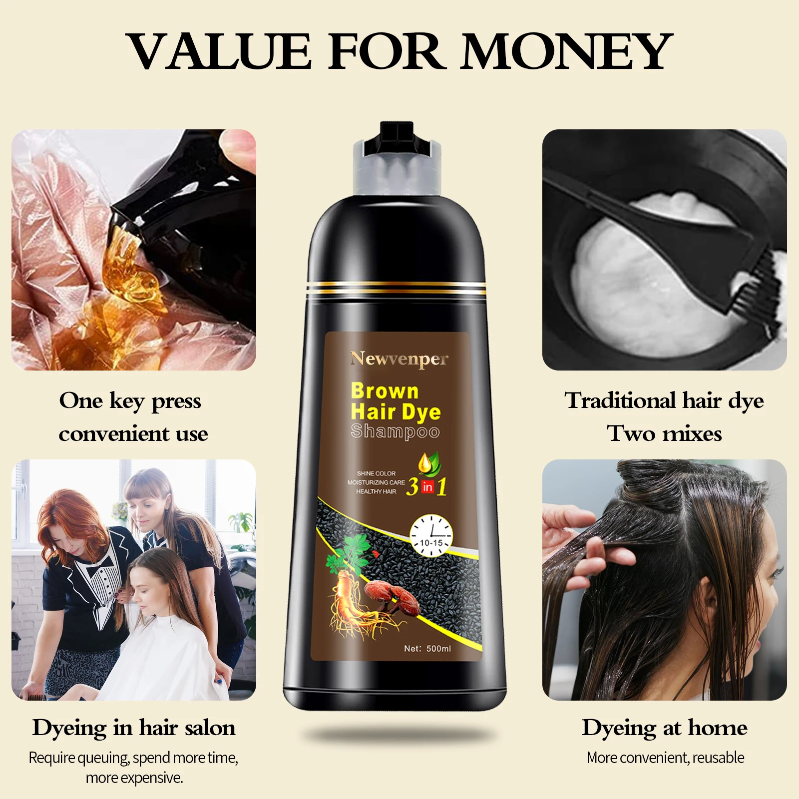 Hair Color Shampoo Instant Hair Dye Shampoo Hair Coloring in Minutes Natural and Long lasting color Hair Dye Shampoo for Men and