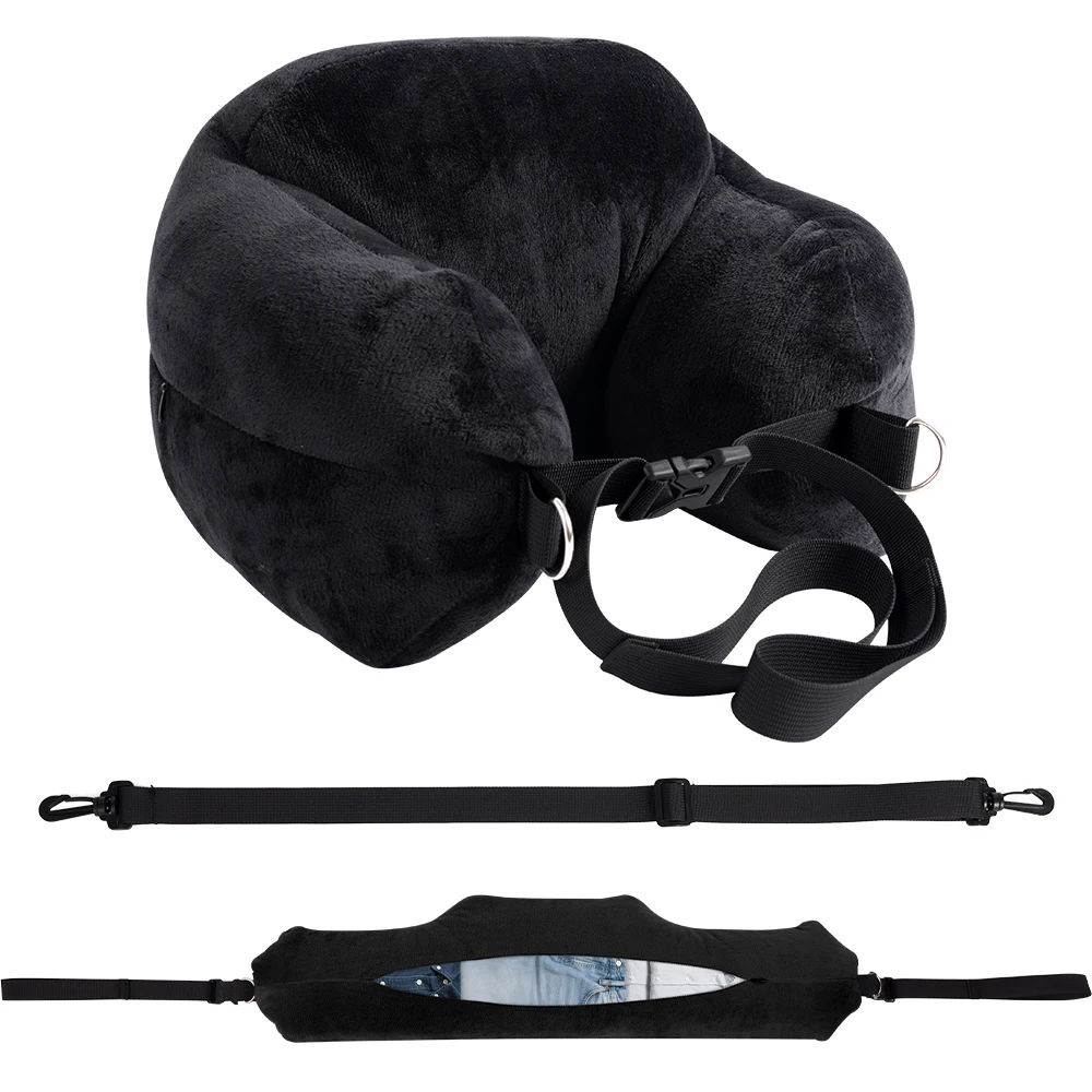 Deluxe Adjustable U-Shaped Travel Pillow with Washable Cover