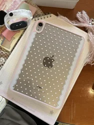 Elegant Korean - Inspired Pink Polka Dot Lace Tablet Smart Cover - IPadAir3 10.5in (A)