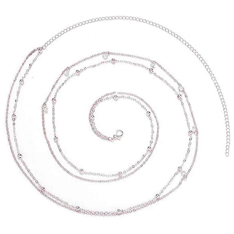 Minimalist Style Double Layered Water Droplets Pendant Alloy Waist Chain Summer Beach Body Chain