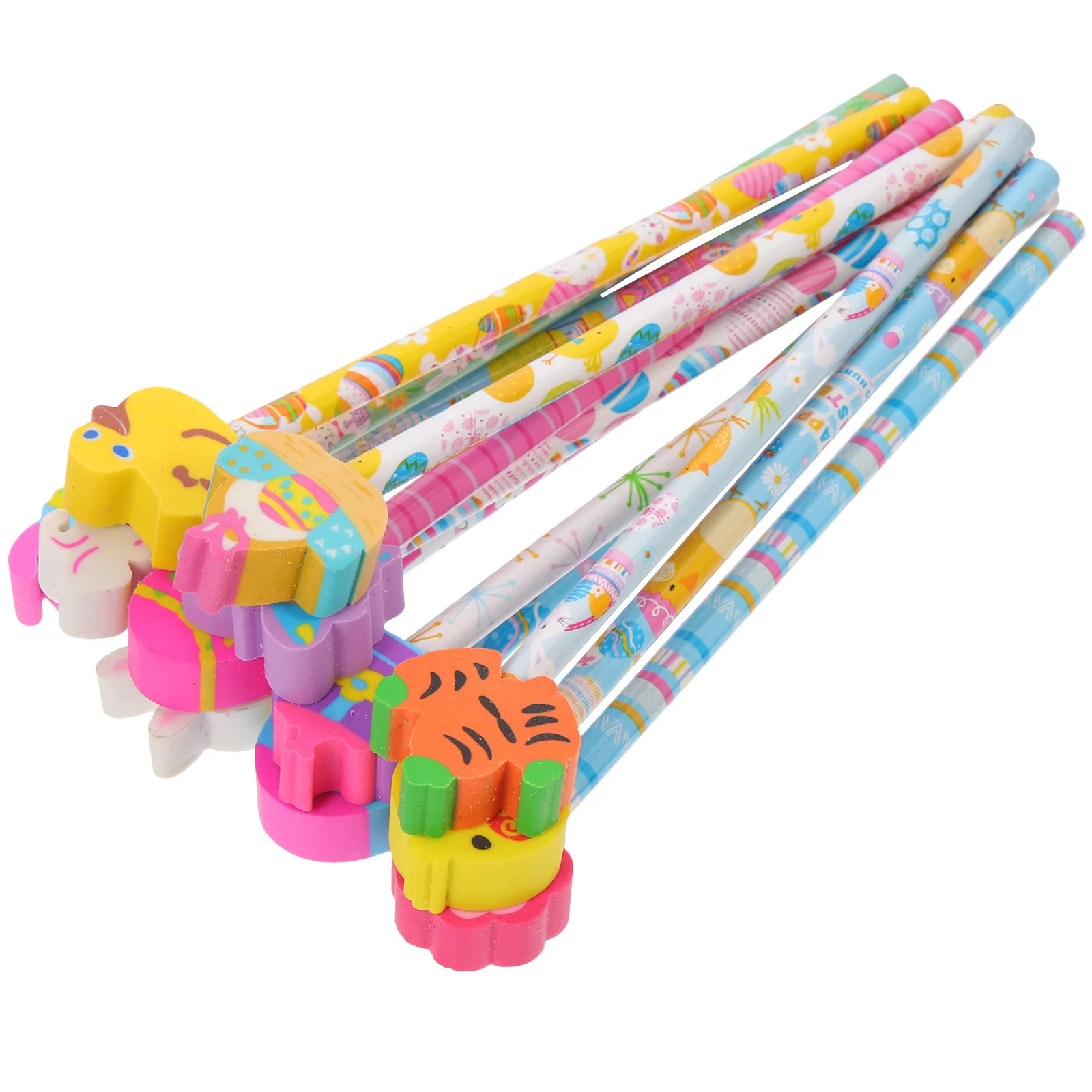 

12 Pcs Easter Pencil Wooden Office Supplies Adorable Erasers Pencils Basket Kids Practical Lovely Pattern Preschool