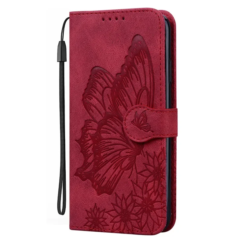 Elegant Butterfly Leather Phone Case with Card Holder and Wallet功能