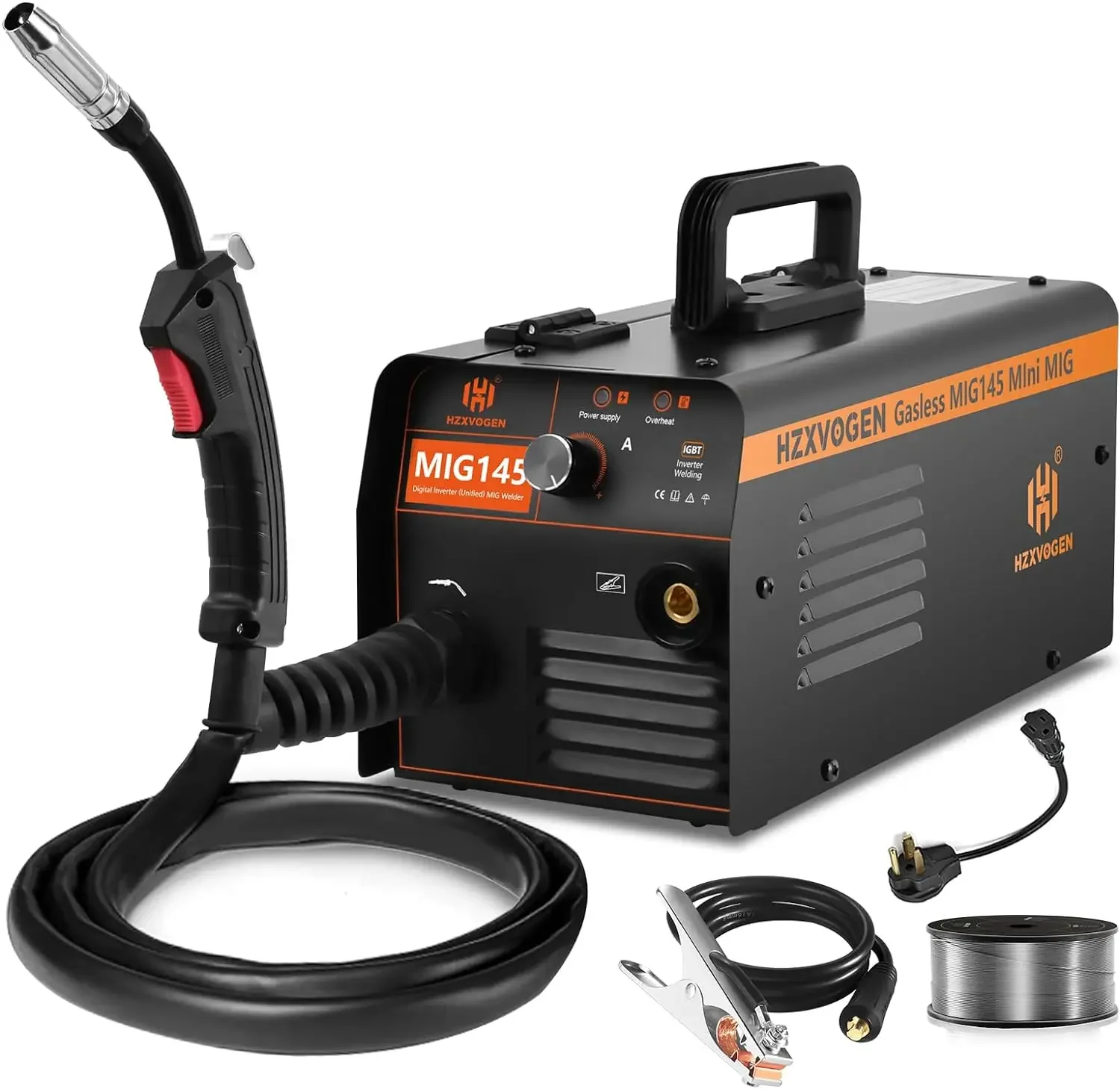 145A MIG Welder 110V/220V Flux Core Welder Dual Voltage Gasless MIG Welding Machine IGBT Inverter Portable Machine