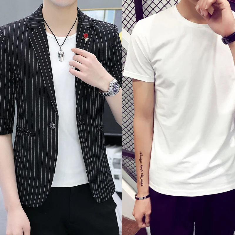 Spring High Quality New Men's Fashion Korean Version Slim Handsome Trend Business Casual Four Seasons Blazers Coats D403