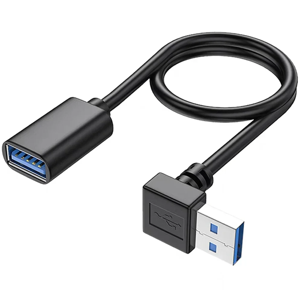 

USB 3.0 male to female elbow extension line, left and right 90 degree elbows connected to USB flash drive mouse keyboard data ca