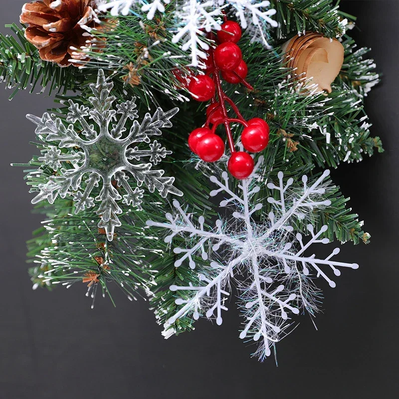SUNNYCLUE Weihnachts-Deko Set – 160 Schneeflocken & Stechpalmen-Charms Aus Harz & Stoff Für Basteln, Schmuck & Scrapbooking (weiß/glitzer)