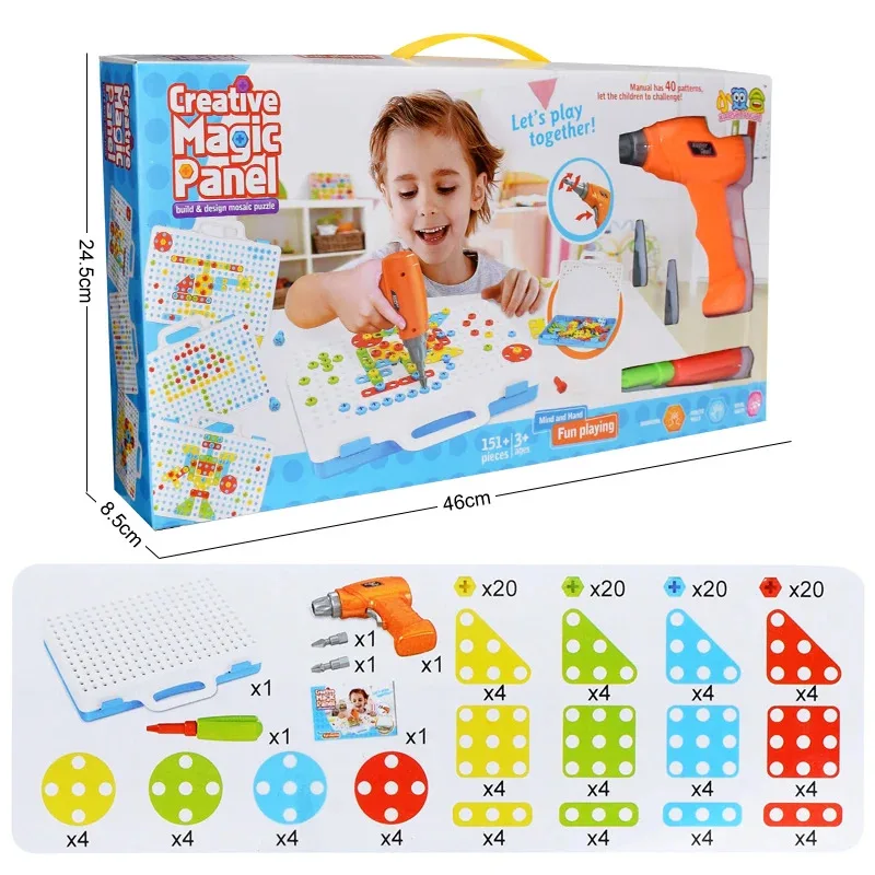 Creative Construction Toys Kit Educational STEM Toys Assembled DIY Play Set Kids Electric Drill For Boys Girls Gift