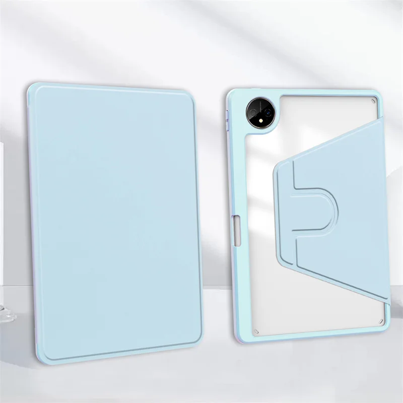 Enhanced 360° Rotating Acrylic Clear Tablet Case with Pen Holder