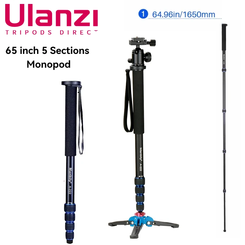 Ulanzi monopiede per la caccia treppiede per fotocamera professionale in alluminio 65 pollici 5 sezioni Manbily per Canon Nikon Gopro 6 Action Camera