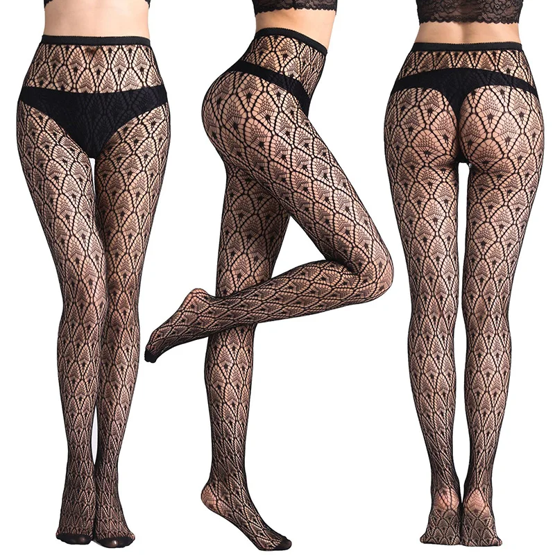 Schwarz Sexy Mädchen Fishnet Strumpfhosen Für Frauen Trendy Muster Aushöhlen Mesh Sexy Strumpfhosen Sexy Zubehör – Detail 7