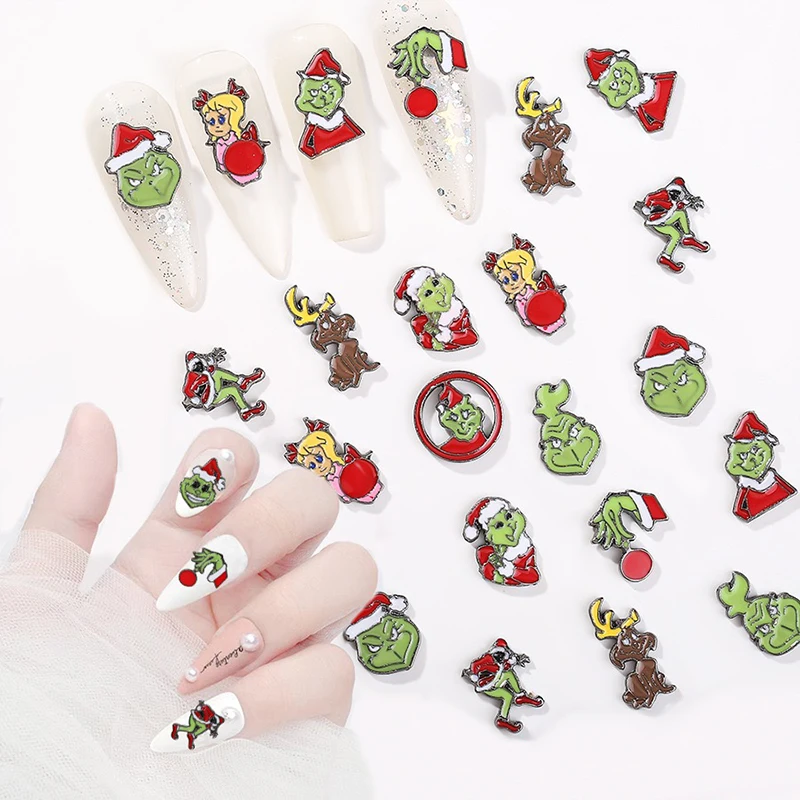 

10Pcs Trendy Christmas Kawaii 3D Nail Art Nail Charms Jewelry Rhinestones Decoration Alloy Metal DIY Manicure Accessorie