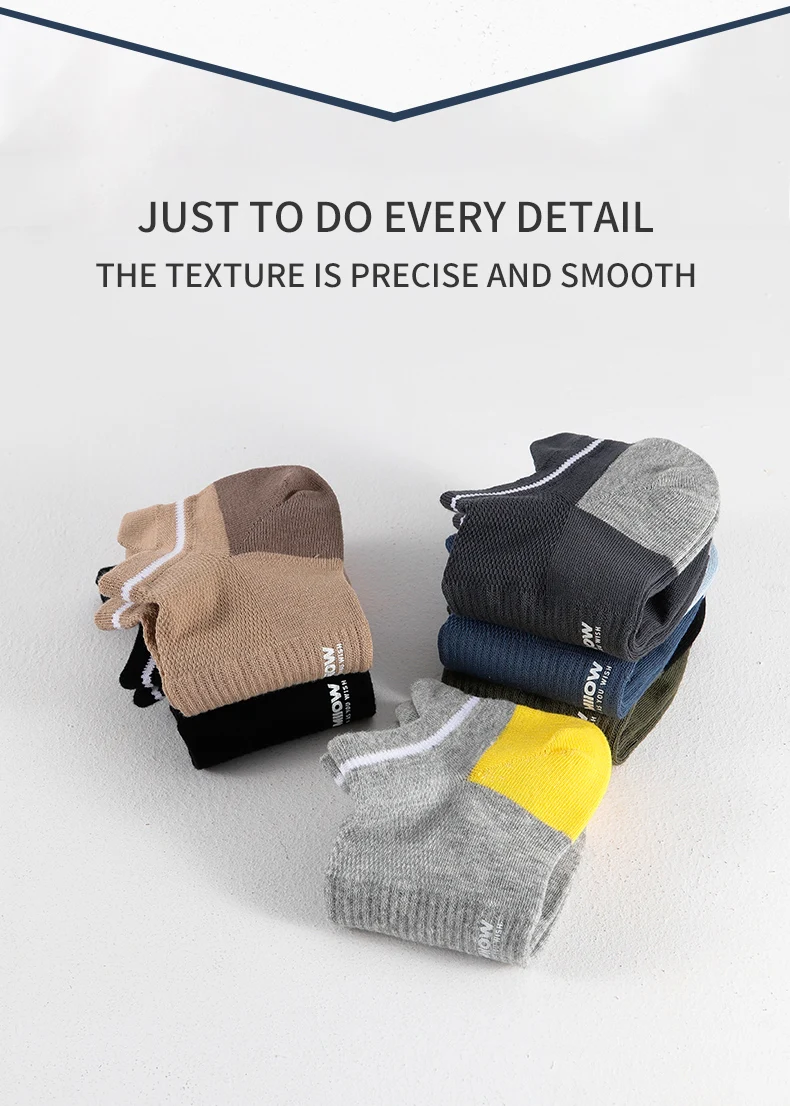 Men Cotton Ankle Socks – Summer Casual Patchwork Low Cut Breathable Sock Set