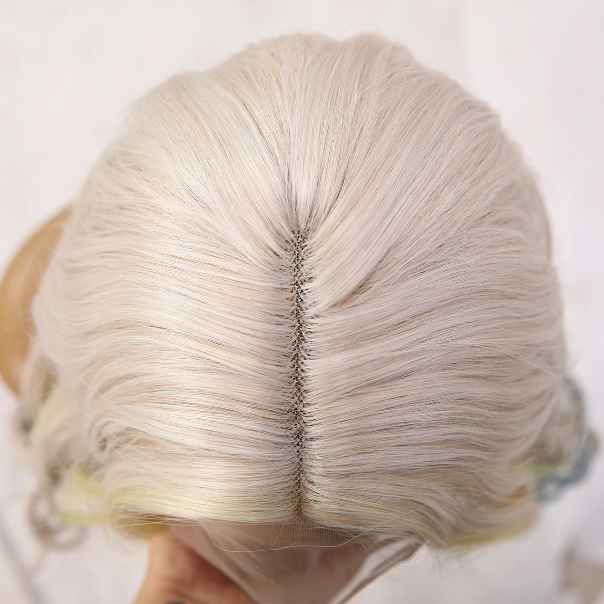 13 * 5 * 1 Lace Wig Women's Anime Gradient Wig 26 inch Fashion Star Same Rainbow Gradient Stained Curly Hair Forehead