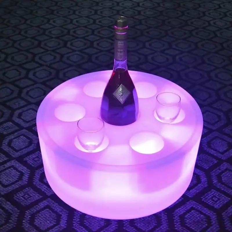 LED Rechargeable 7 Cups Lighted Serving Tray Glowing Liquor Bottle Display Tray Colorful Changing Cocktai Party Service
