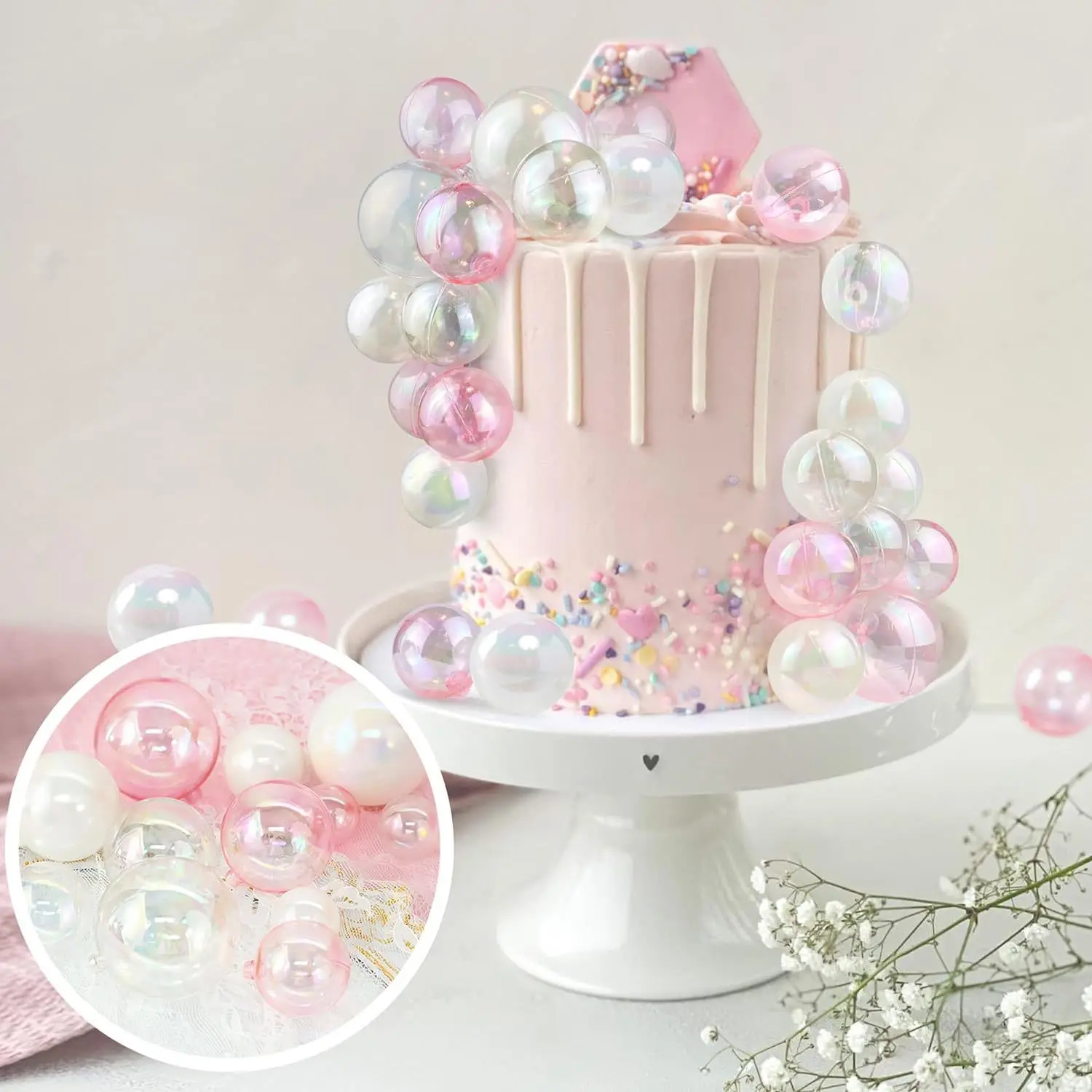 32 stücke Bunte Kuchen Ball Topper Set Transparent Ballon Cupcake Dekoration Diy Dekor Für Geburtstag Party Hochzeitstag