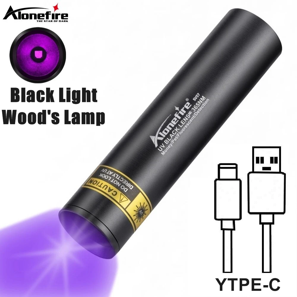 Torcia UV 3W 365nm torcia ultravioletta ricaricabile USB animali domestici urina gatto tinea Money Ore Scorpion Detection luce nera SV57