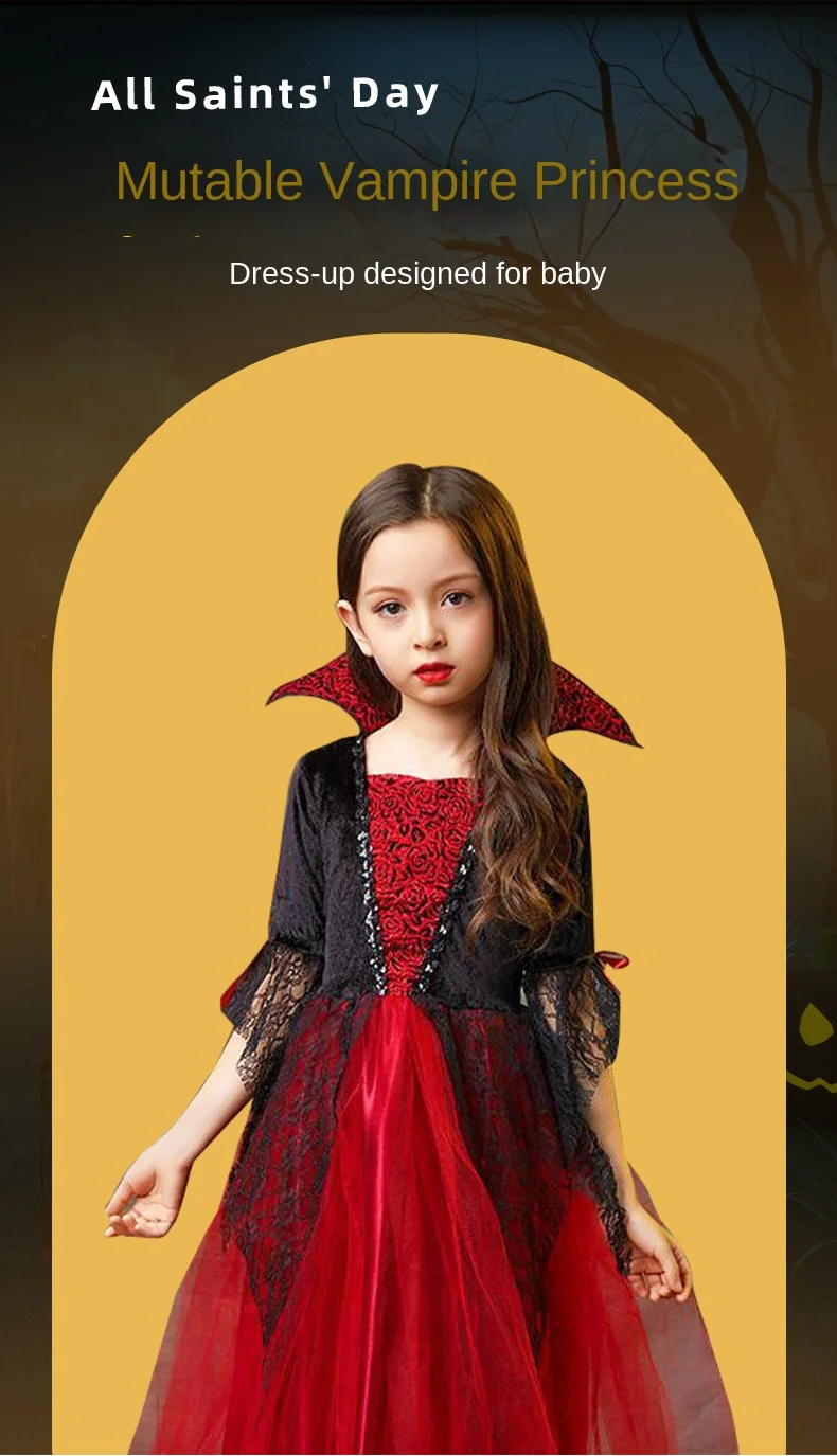 Disfraces de Halloween para niñas Vestido de princesa vampiro Niñas Ropa  fantasma Disfraces de capa de vampiro Niños Vestidos de cospaly 3-12 años