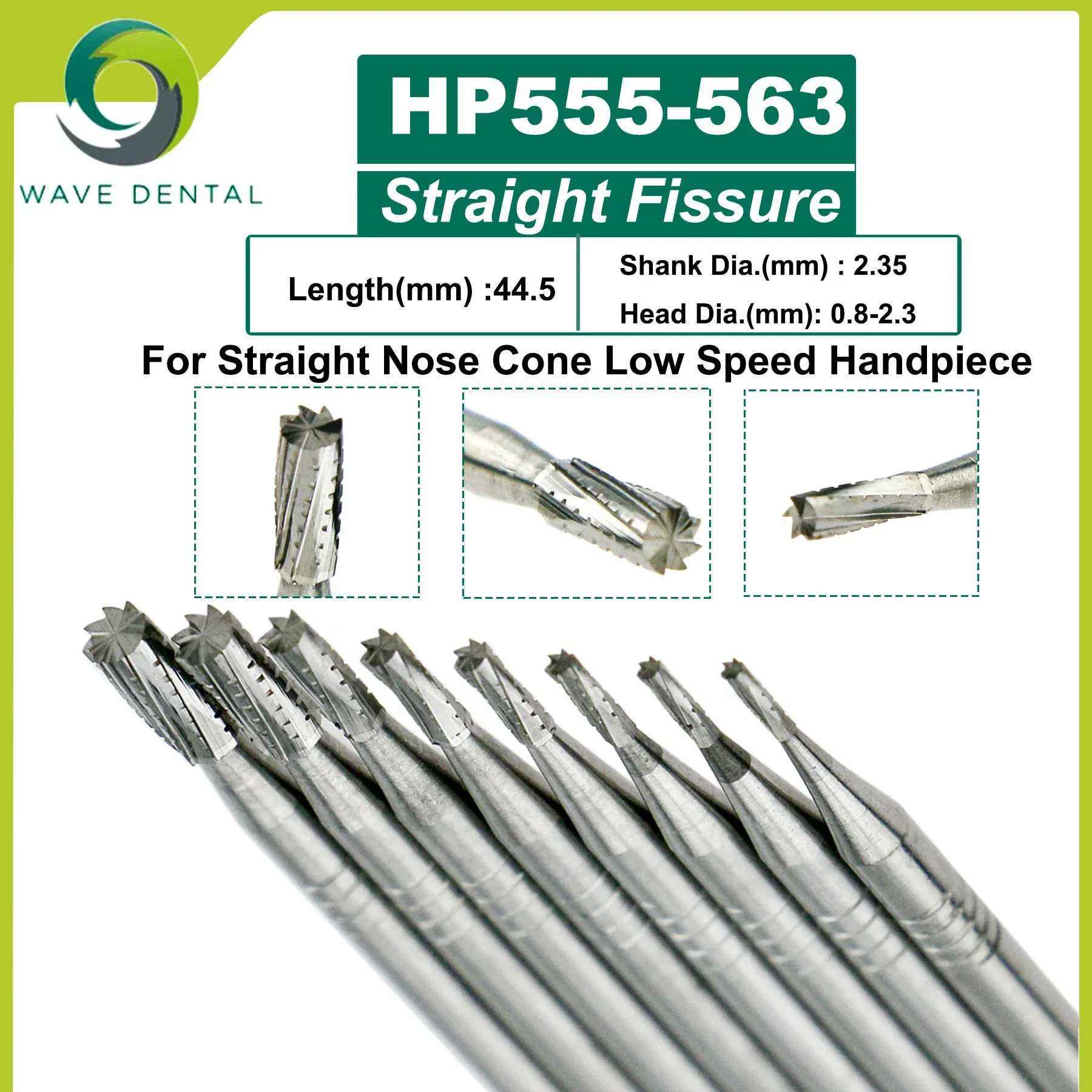 WAVE Tungsten Carbide Burs Drills Straight Nose Cone Low Speed Bur HP 5Pcs/Pack 3