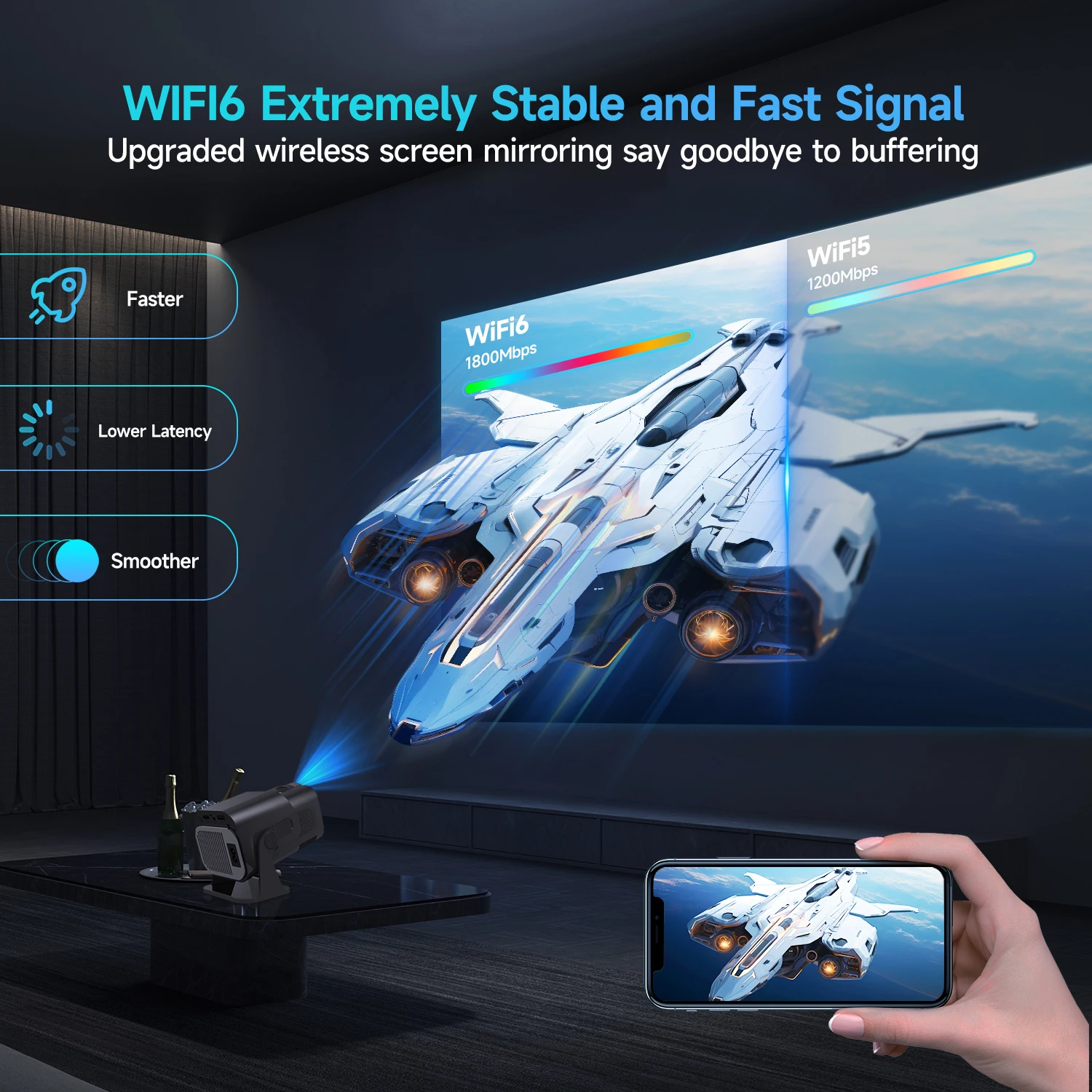 Magcubic HY320 Mini 720P Android 11 4K Projector 300ANSI Wifi6 BT5.0 Cinema Outdoor Portable 180&deg; Rotable