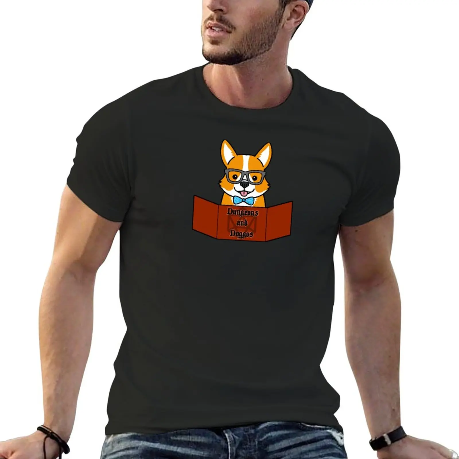 

Новые футболки dugeon and Doggos Corgi DnD, спортивные футболки для фанатов, мужские футболки