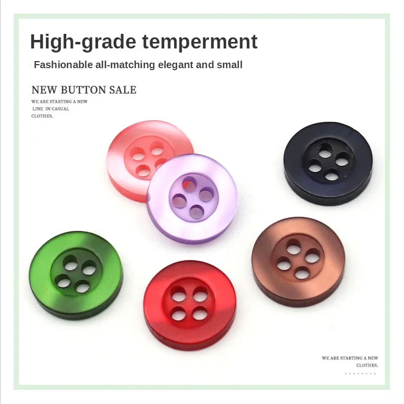 20 to 150PCs 2. 6MM Resin Pearlescent Real Corrugated Button Four-Eye Wide-Brimmed Pearlescent Button Color Shirt Lining 2