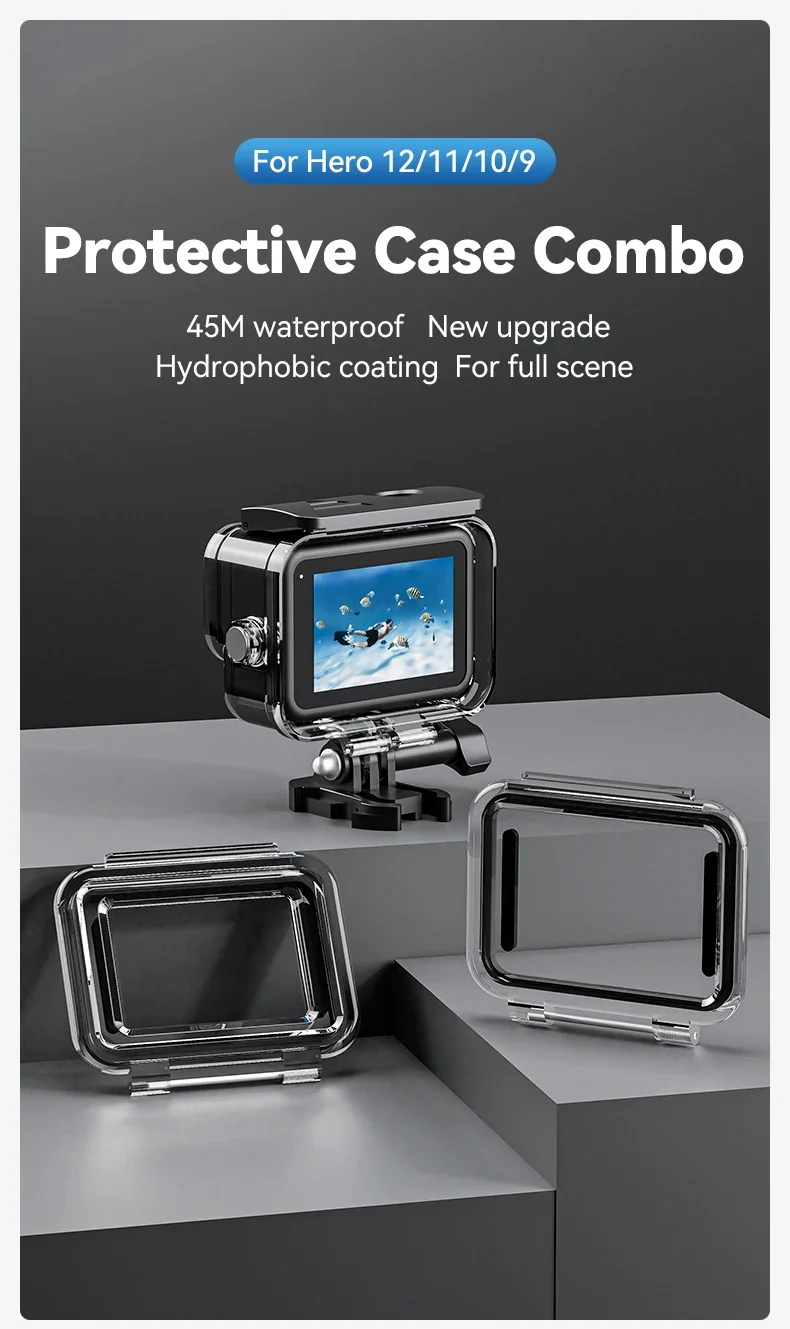 Dive Housing for GoPro Hero 9-13 - Waterproof Case with Anti-Fog Coating & Reinf