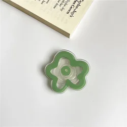 Transparent Glossy Flower Foldable Phone Holder Stand (Green)