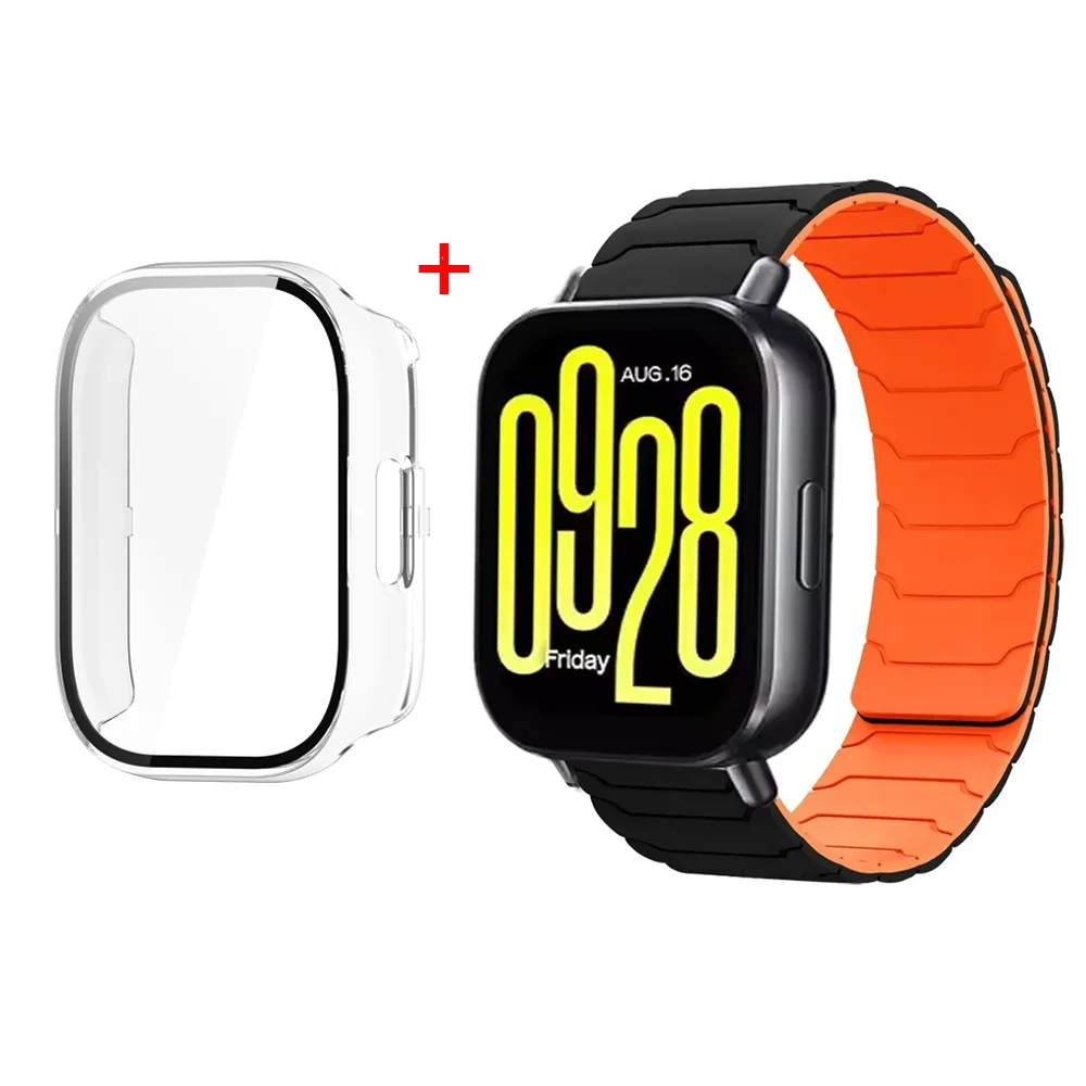 Silicone Strap with Protective Case and Magnetic Bracelet for Smartwatch Accessories
