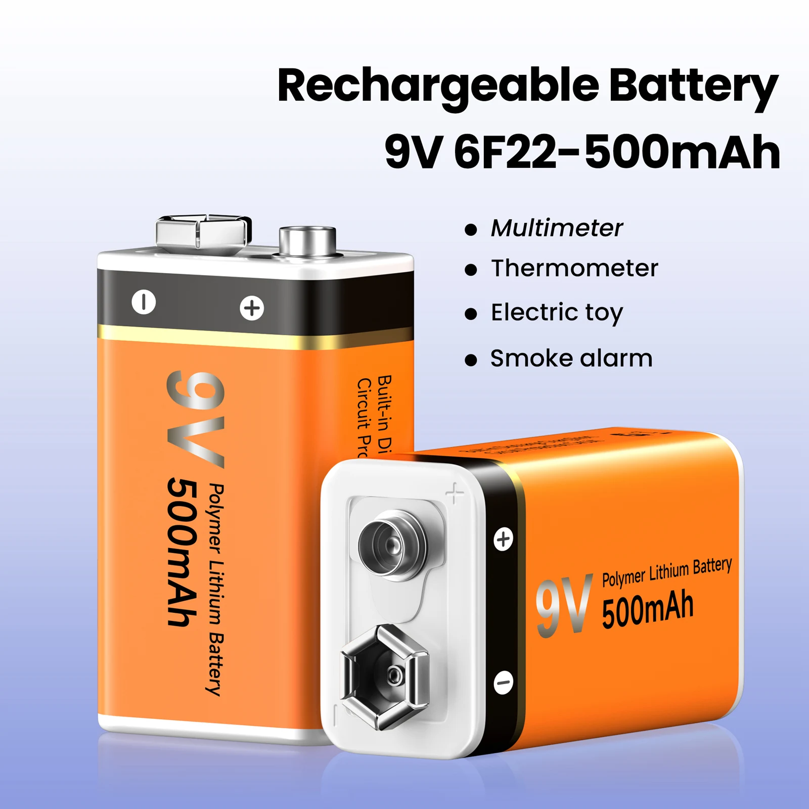 

PALO 500mAh 9V Lithium Rechargeable Battery 6F22 9V Rechargeable Battery 9v Li-ion Square Battery For Microphone Temperature gun