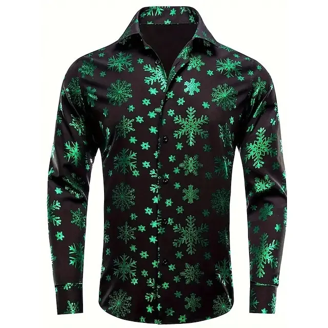 European and American hot selling Christmas cardigan Christmas casual men's shirt printed long-sleeved top