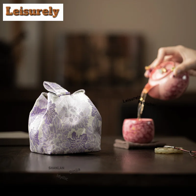 Woven Cotton Tea Cozies Zen Insulated Teapot Hoppocket Tea Cozy For Teapot Portable Bag Travel Tea Set Bag Tea Ceremony Gift