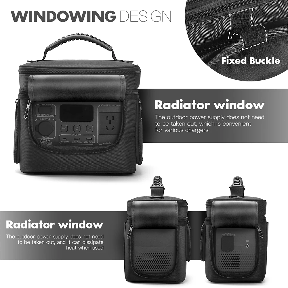 Trunab Tasche Kompatibel Mit DJI 1000 Power Station Generator, Tragetasche Mit Transparenter Front Und Wärmeableitenden Seitenschlitzen, Schwarz