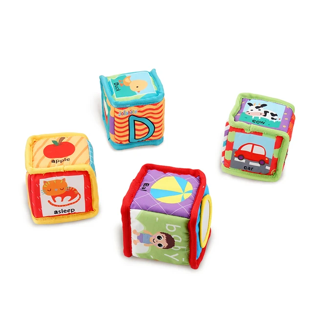 Jollybaby Montessori Toddler Baby Toys Built-in Distorting Mirror Sound Paper Rattle Activity A B C D Game Building Blocks 1