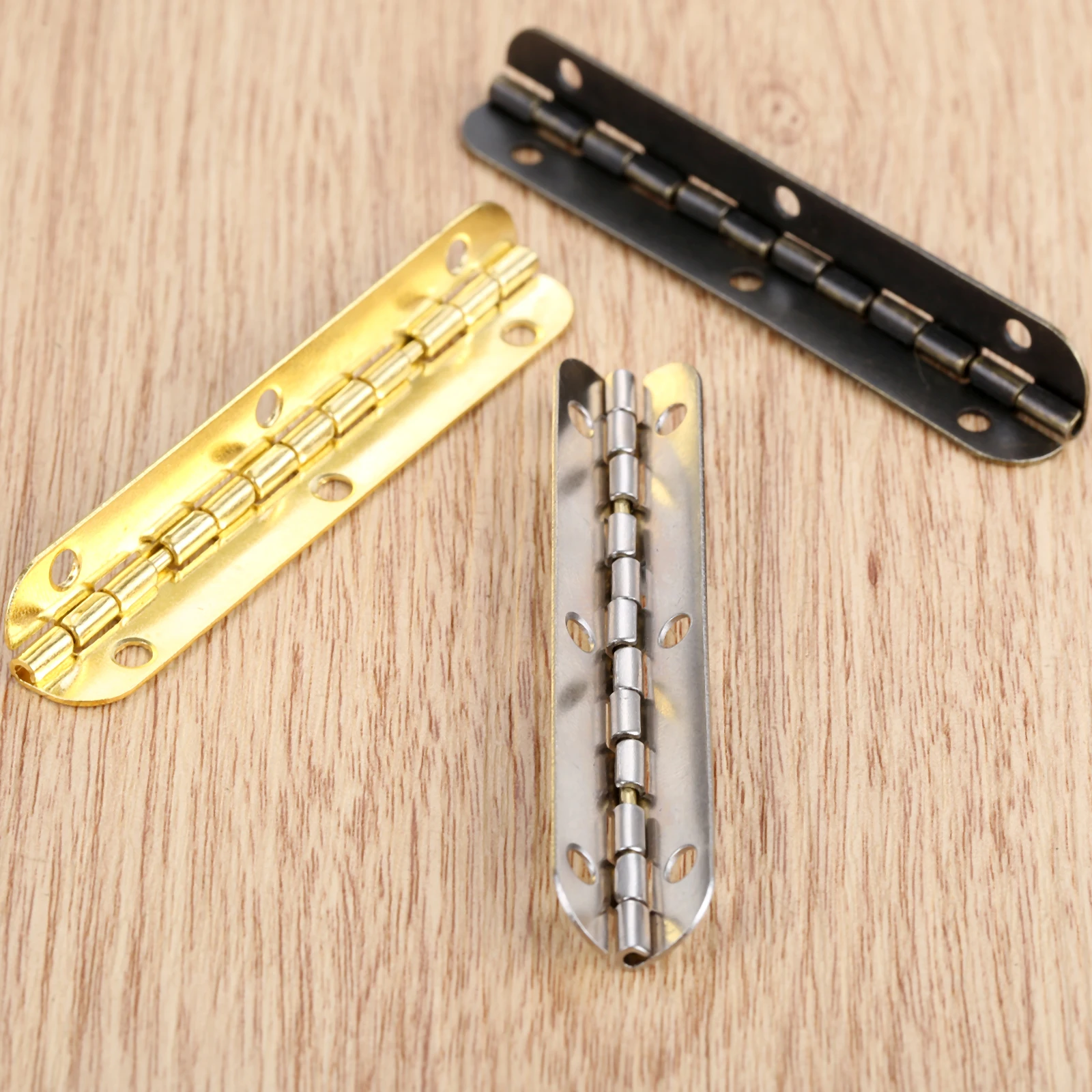 Hinges + 24 screw Rounded Long 6 Holes Silver/Antique bronze/Gold 65*15mm Retro Decor Chest Wood Jewelry Box 90/180 Degree 4pcs