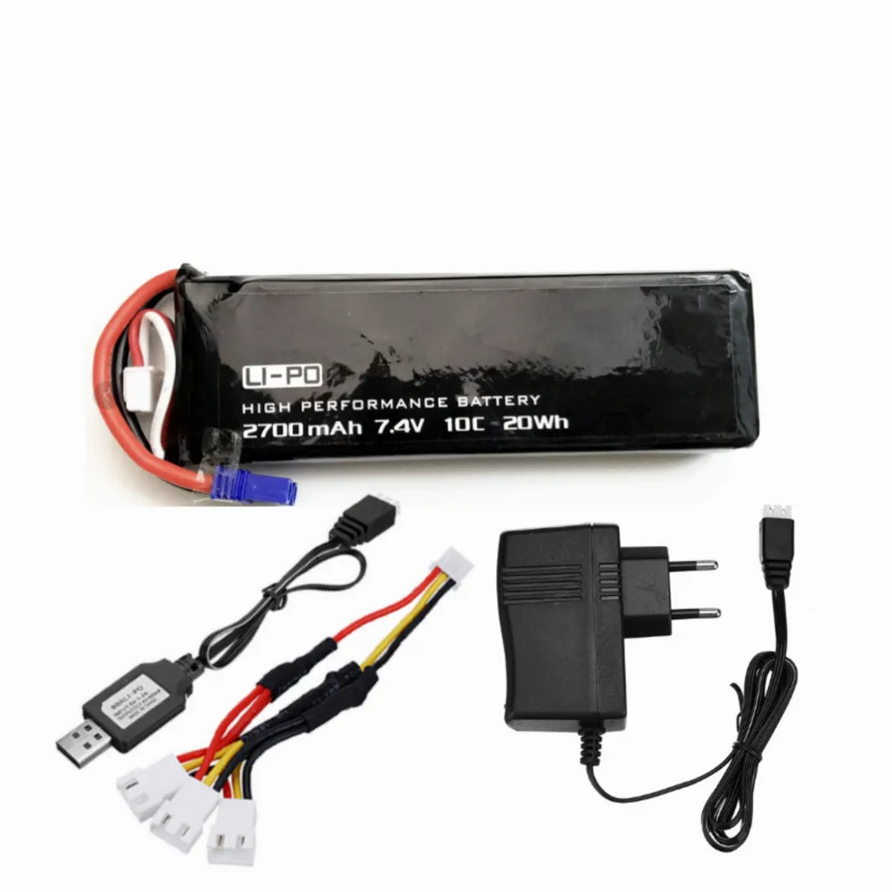 

7.4V Battery with charger for Hubson H501W H501S H501C 7.4V 2700mAh lipo battery 10C 20WH For RC Qaudcopter Drone Parts RC toys