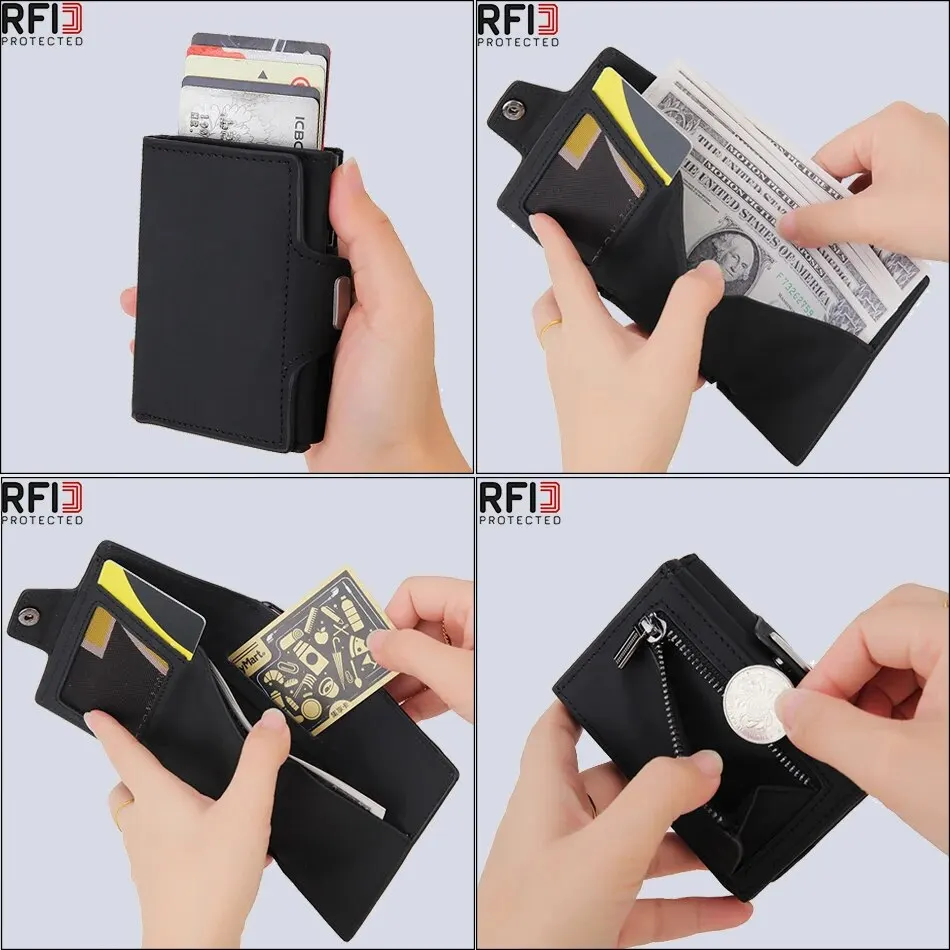 Rfid Carbon Fiber Card Holder Men Wallets Coin Pocket ID Bank Credit Cardholder Case Aluminum Smart Wallet