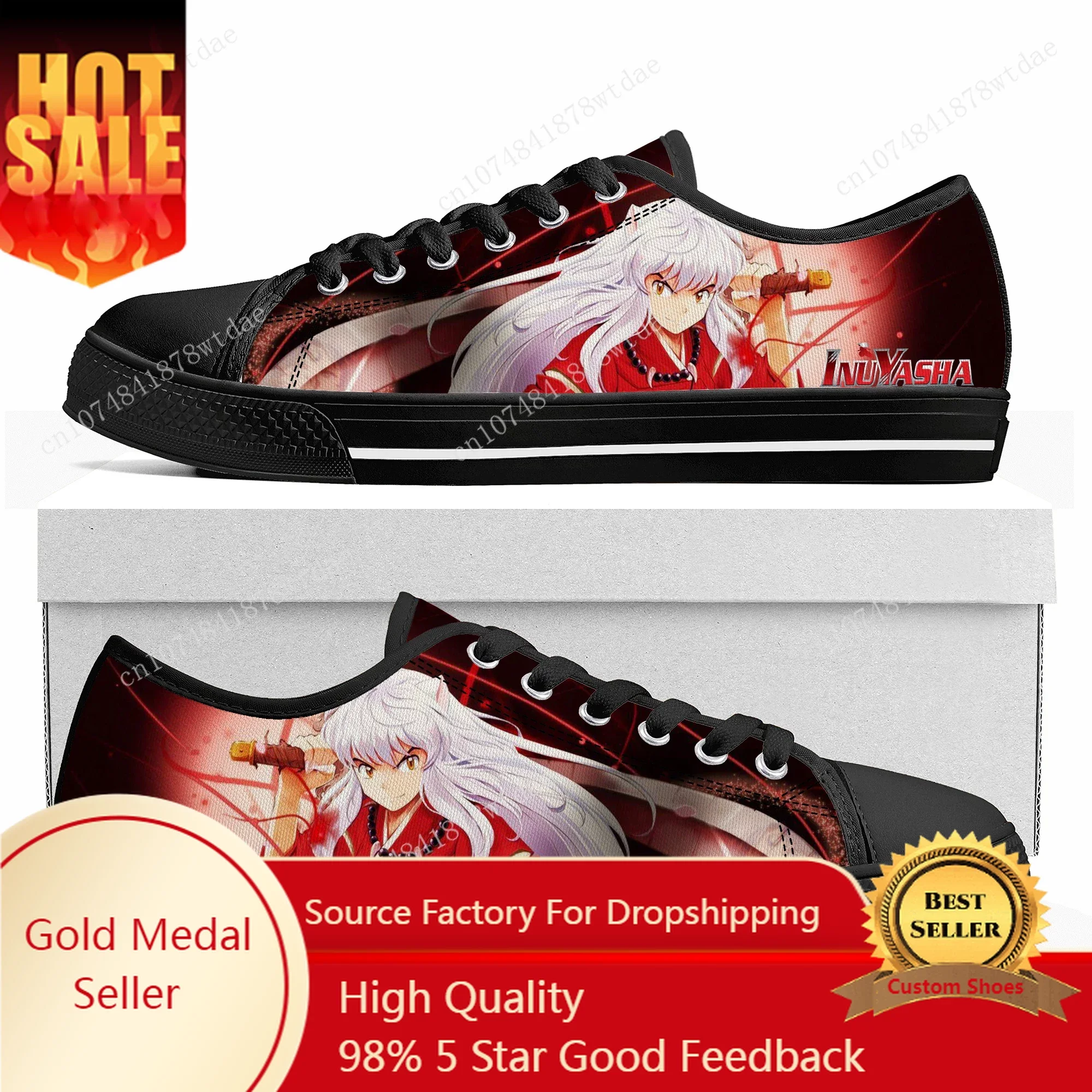 

Inuyasha Low Top Sneakers Womens Mens Teenager L Lawliet High Quality Canvas Sneaker Casual Japanese Anime Manga Customize Shoes