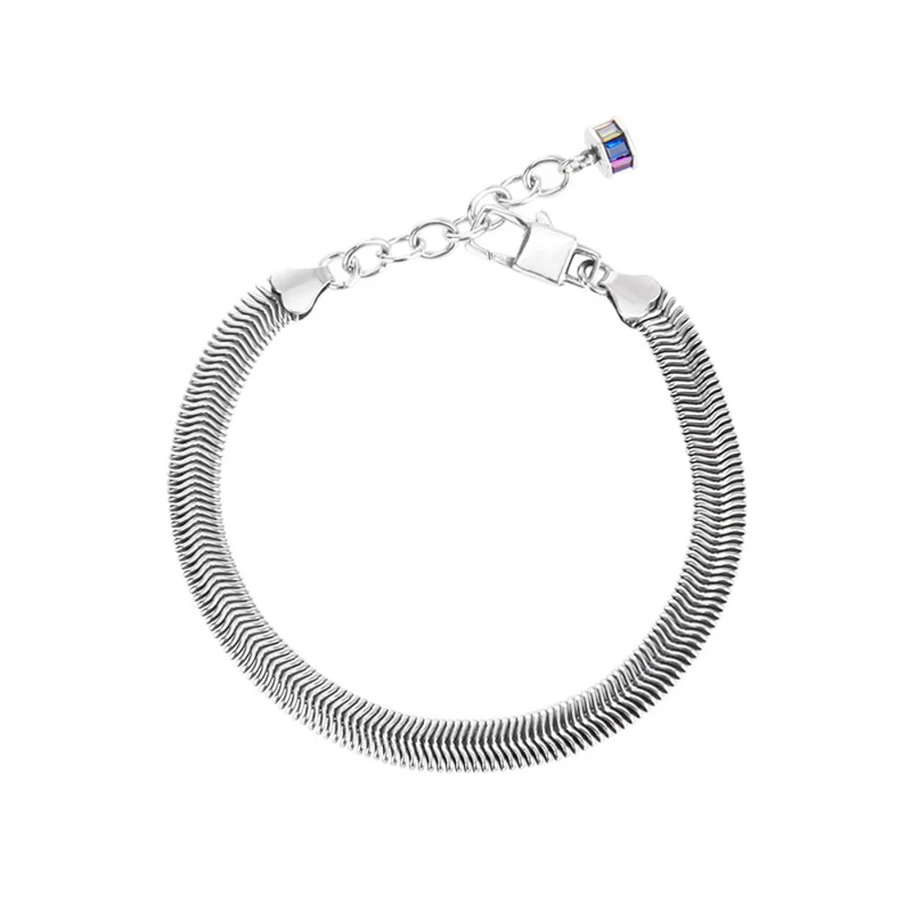 

Real Pure S925 Sterling Silver Chain Women Gift Lucky 6mm Snake Bracelet 9g