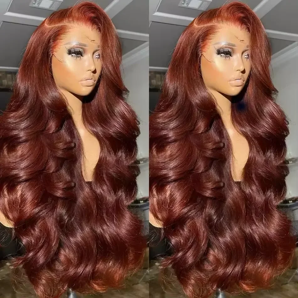 200 Density Reddish Brown 13x6 HD Lace Front Wigs Human Hair 13x4 Body Wave Colored Lace Frontal Wig 13x7 Chocolate Borwn Wig