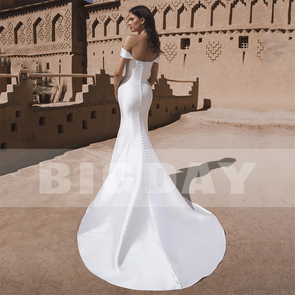 BIGDAY Satin Mermaid Wedding Dress Women 2025 Off The Shoulder Open Back Pleat Boat-Neck Bridal Gown Vestido De Noiva Customized 11 Sc37eb1249b0947f38eabc11c1c10cafbd