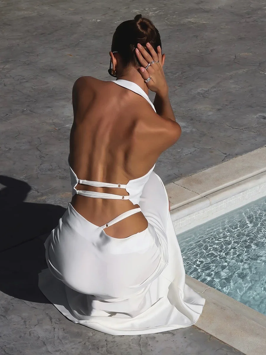 Bornladies Sexy Backless Vest Skirt 2-Piece Set Women's Solid Color Fashion Lace Up Sleeveless Tanks Female Skirt Suits New