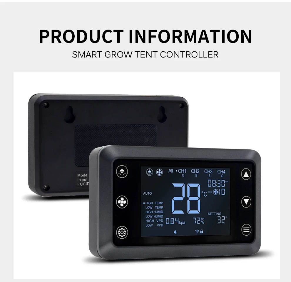 Intelligenter Grow-Tent-Controller 2,5mm zu RJ45 RJ12 DC12V Typ-C Verschiedene Schnittstellen mit intelligentem Multitasking-Farbdisplay – Detail 6