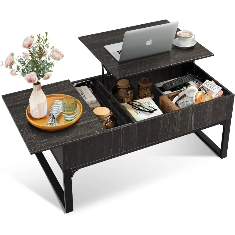 

Lift Top Coffee Table for Living Room,Modern Wood Black Coffee Table with Storage,Hidden Compartment and Drawer for Apartment