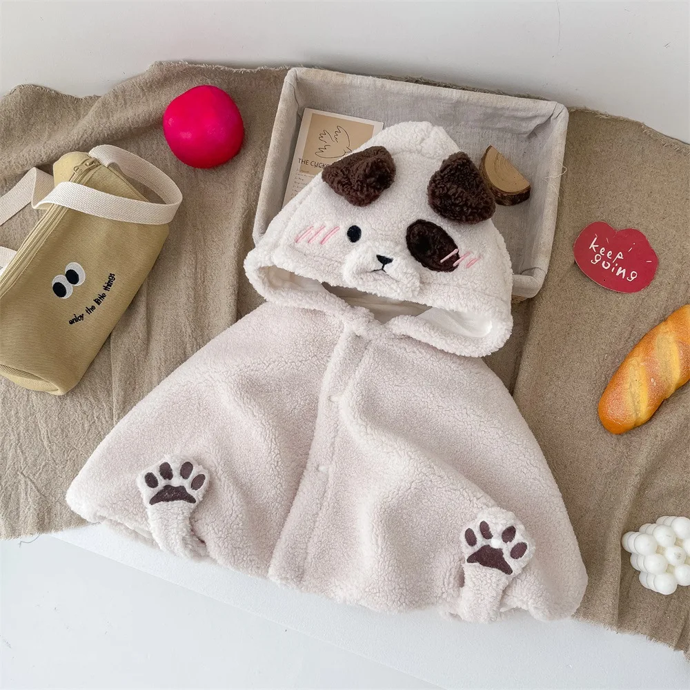 Infant and Toddler Cloak Autumn and Winter Outing Thick Fleece Coat Baby Boys Girls Cute Cartoon Animal Shawl