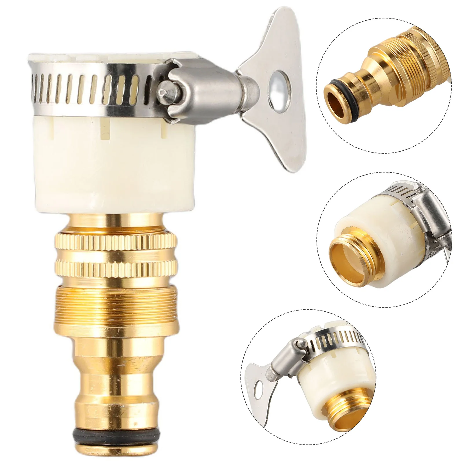 

Tap Connector Faucet Adapter Aluminium Alloy Copper Plating Pipe Washing Machines Water Hose 1 Set Dishwashers