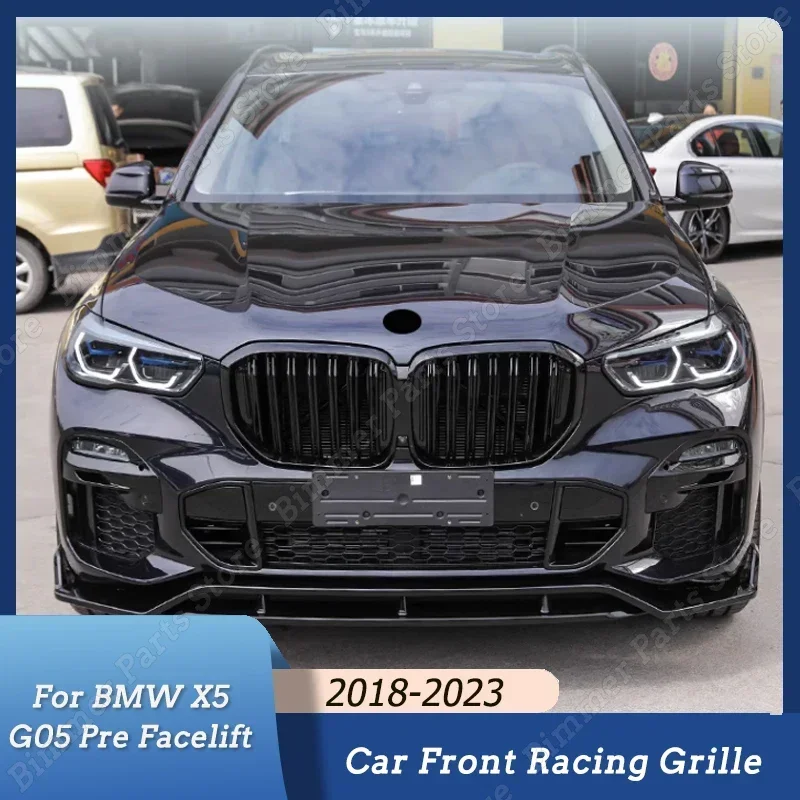 

2Pcs Gloss Black Front Bumper Kidney Grille Double Slat Racing Grills For BMW X5 G05 Pre Facelift 2018-2023 Car Accessories ABS