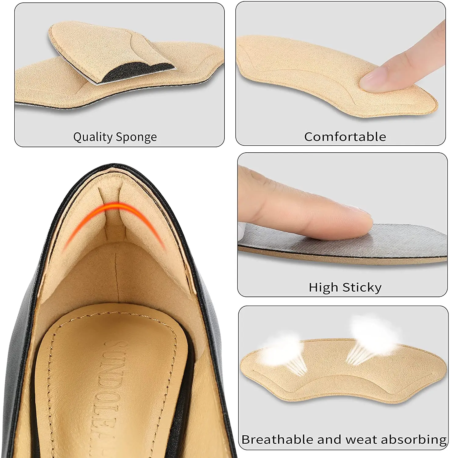 Insoles Patch Heel Pads For High Heel Shoes 2Pcs