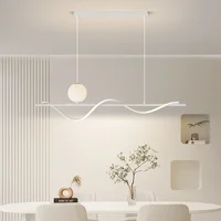Modern Simple Led Restaurant Chandelier Light Luxury Dining Table Pendant Light Nordic Long Strip Creative Indoor Lighting Lamps 1